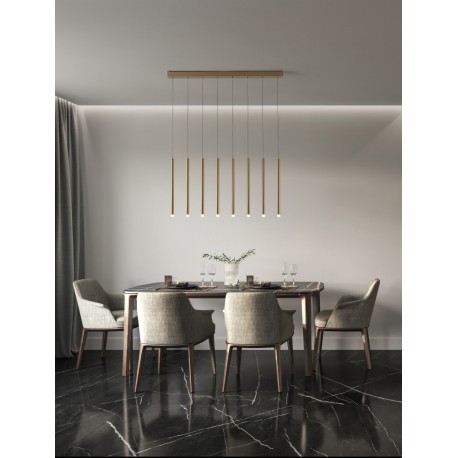 Sandy Gold Aluminium & Acrylic LED 21 Watt 230 Volt 1581Lm 3000K IP20 L: 100 W: 8 H: 180 cm Adjustable Height - PNL9287930 - N