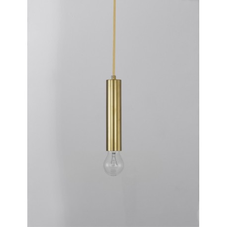 Gold Metal Gold Fabric Wire LED E27 1x12 Watt 230 Volt IP20 Bulb Excluded D: 4.5 H1: 20 H2: 180 cm Adjustable height - PNL928794