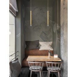 Gold Metal Gold Fabric Wire LED E27 1x12 Watt 230 Volt IP20 Bulb Excluded D: 4.5 H1: 35 H2: 180 cm Adjustable height - PNL928794