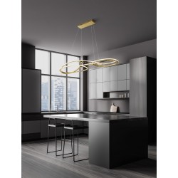 Triac Dimmable Gold Aluminium & Acrylic LED 158 Watt 230 Volt 11060Lm 3000K IP20 L: 150 W: 80 H: 150 cm Adjustable Height - PN