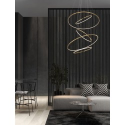 Triac Dimmable Gold Aluminium & Acrylic LED 281 Watt 230V 19670Lm 3000K IP20 D1: 120 D2: 70 H: 250 cm Adjustable Height - PNL9