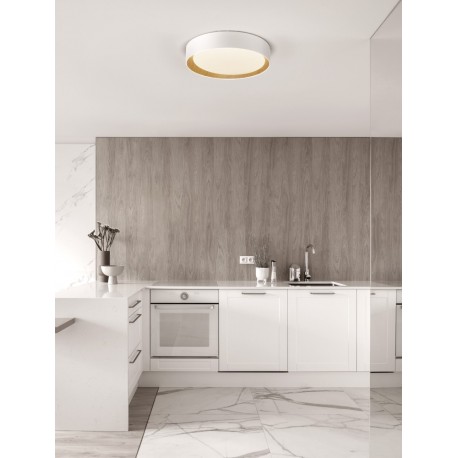 Triac Dimmable Sandy White Aluminium Wood & Acrylic LED 50 Watt 220-240 Volt 3166Lm 3000K IP20 D: 60 H: 9 cm - PNL9345528 - NOVA