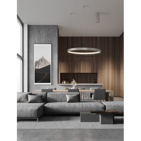 Triac Dimmable Bruched Champagne Silver Aluminium & Acrylic LED 40 Watt 230 Volt 2800Lm 3000K IP20 D: 60 H: 150 cm Adjustable