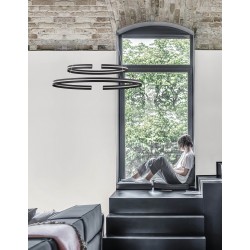 Triac Dimmable Sandy Black Aluminium & Acrylic LED 93 Watt 230 Volt 3422Lm 3000K IP20 D: 80 W: 80 H: 120 cm Adjustable Height &