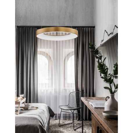 Triac Dimmable Brushed Gold Aluminium & Acrylic LED 50 Watt 230 Volt 2864Lm 3000K IP20 D: 60 H: 120 cm Adjustable Height - PNL9