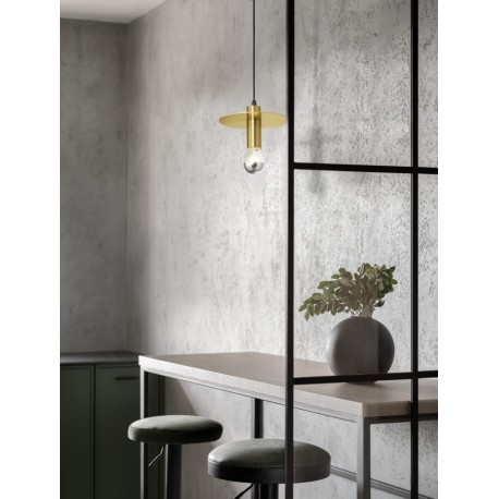 Gold Metal LED E27 1x12 Watt 230 Volt IP20 Bulb Excluded D: 20 H 1: 14.5 H 2: 180 cm Adjustable height - PNL9501240 - NOVALUCE