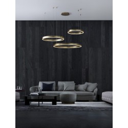 3000K Triac Dimmable Brass Gold Aluminium & Acrylic LED 140 Watt 230 Volt 7840Lm IP20 D1: 60 D2: 80 D3: 100 H: 250 cm Adjusta