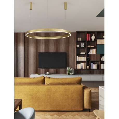 3000K Triac Dimmable Brass Gold Aluminium & Acrylic LED 72 Watt 5250Lm 230 Volt IP20 D: 120 H: 250 cm Adjustable Height - PN