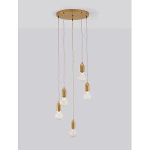 Brass Metal & Clear Glass LED G9 5x6 Watt 230 Volt IP20 Bulb Excluded D: 40 H: 150 cm Adjustable height - PNL9536414 - NOVALU