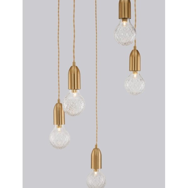 Brass Metal & Clear Glass LED G9 5x6 Watt 230 Volt IP20 Bulb Excluded D: 40 H: 150 cm Adjustable height - PNL9536414 - NOVALU