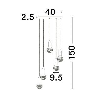 Brass Metal & Clear Glass LED G9 5x6 Watt 230 Volt IP20 Bulb Excluded D: 40 H: 150 cm Adjustable height - PNL9536414 - NOVALU