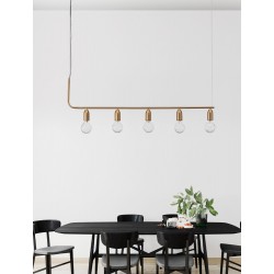 Brass Metal & Clear Glass LED G9 5x6 Watt 230 Volt IP20 Bulb Excluded L: 128 W: 10 H: 120 cm Adjustable height - PNL9536415 -