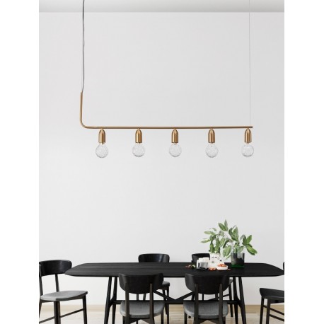 Brass Metal & Clear Glass LED G9 5x6 Watt 230 Volt IP20 Bulb Excluded L: 128 W: 10 H: 120 cm Adjustable height - PNL9536415 -