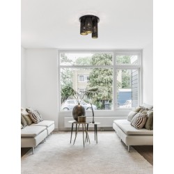 Black Metal Outside Gold Metal Inside LED E14 3x5 Watt 230 Volt IP20 Bulb Excluded D: 30 H: 26.5 cm - PNL9555811 - NOVALUCE