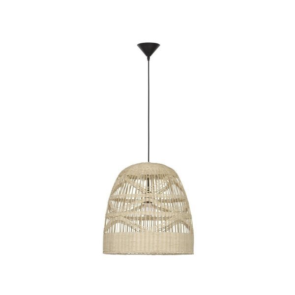 Natural Rattan Black Fabric Wire & Base LED E27 1x12 Watt 230 Volt IP20 Bulb Excluded D: 46 H 1: 46 H 2: 200 cm Adjustable hei
