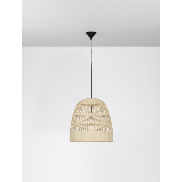 Natural Rattan Black Fabric Wire & Base LED E27 1x12 Watt 230 Volt IP20 Bulb Excluded D: 46 H 1: 46 H 2: 200 cm Adjustable hei