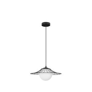 Matt Black Metal & Opal Glass LED E27 1x12 Watt 230 Volt IP20 Bulb Excluded D: 36 H: 115 cm Adjustable height - PNL9620126 - NO 2
