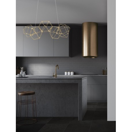 Gold Copper LED 25 Watt 230 Volt 2049Lm 3000K IP20 Led Chip: 60 Pcs L: 84 W: 22 H: 110 cm Adjustable Height - PNL9695211 - NOVA