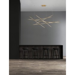 Triac Dimmable Brass Gold Metal & Acrylic LED 109 Watt 230 Volt 6868Lm 3000K IP20 Included Remote Control L: 180.5 W: 75 H: 200 