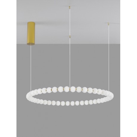 Triac Dimmable Gold Metal & Opal Glass LED 96 Watt 230 Volt 8076Lm 3000K IP20 Included Remote Control D: 104 H: 200 cm Adjustab