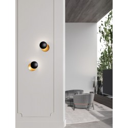 Sandy Black & Gold Aluminium LED 7 Watt 230 Volt 101Lm 3000K IP20 D: 20 W: 11 H: 20 cm Rotatable - PNL9695247 - NOVALUCE