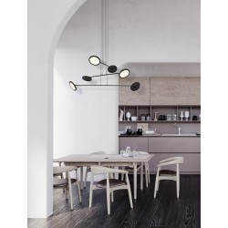 Triac Dimmable Black Metal & Acrylic LED 51 Watt 230 Volt 6376Lm 3000K IP20 D: 100 W: 88.5 H: 150 cm Adjustable Height Rotata