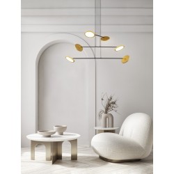 Triac Dimmable Black & Gold Metal & Acrylic LED 51 Watt 230 Volt 6376Lm 3000K IP20 D: 100 W: 88.5 H: 150 cm Adjustable Height