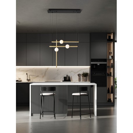 Triac Dimmable Black & Gold Aluminium Opal Glass LED 27 Watt 230 Volt 2542Lm 3000K IP20 L: 89 W: 26 H: 120 Adjustable Height 