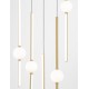 Triac Dimmable Black & Gold Aluminium Opal Glass LED 61 Watt 230 Volt 5589Lm 3000K IP20 D: 52 H: 150 cm Adjustable Height - PNL9