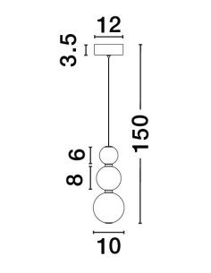 Gold Metal & Opal Glass LED 11 Watt 230 Volt 963Lm 3000K IP20 D: 10 H: 150 cm Adjustable Height - PNL9695301 - NOVALUCE 2