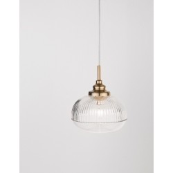 Satin Gold Metal Clear Glass LED E14 1x5 Watt 230 Volt IP20 Bulb Excluded D: 18 H1: 19.5 H2: 120 cm Adjustable height - PNL97382