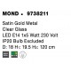 Satin Gold Metal Clear Glass LED E14 1x5 Watt 230 Volt IP20 Bulb Excluded D: 18 H1: 19.5 H2: 120 cm Adjustable height - PNL97382