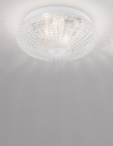 Clear Glass White Metal LED E27 2x12 Watt 230 Volt IP44 Bulb Excluded D: 30 H: 12 cm - PNL9738255 - NOVALUCE