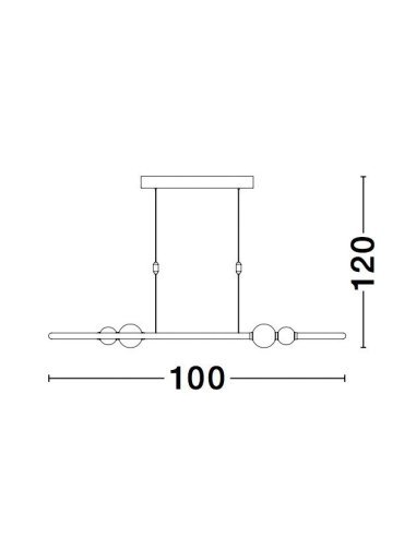 Triac Dimmable Black Aluminium Opal Glass LED 45 Watt 230 Volt 4751Lm 3000K IP20 L: 100 W: 29 H: 120 cm Adjustable Height Inclu
