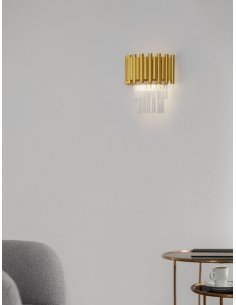 Gold Aluminum & Crystal (21 pcs) LED E14 2x5 Watt 230 Volt IP20 Bulb Excluded L: 24 W: 16.3 H: 26.5 cm - PNL9824082 - NOVALUCE