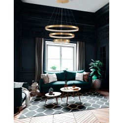 Triac Dimmable Antique Gold Brass Aluminium & Acrylic LED 112 Watt 230 Volt 4731Lm 3000K IP20 D: 80 H: 150 cm Adjustable Height