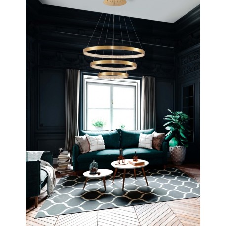 Triac Dimmable Antique Gold Brass Aluminium & Acrylic LED 112 Watt 230 Volt 4731Lm 3000K IP20 D: 80 H: 150 cm Adjustable Height