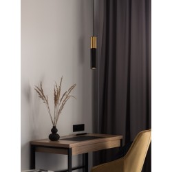 Sandy Black & Gold Aluminium LED GU10 1x10 Watt IP20 220-240 Volt Bulb Excluded D: 5.6 H1: 30 H2: 180 cm - PNL9911523 - NOVALUCE