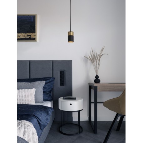 Sandy Black & Gold Aluminium LED GU10 1x10 Watt IP20 220-240 Volt Bulb Excluded D: 5.6 H1: 9.5 H2: 160 cm - PNL9911524 - NOVALUC