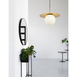 Opal Glass Gold Metal LED E27 1x12 Watt 230 Volt IP20 Bulb Excluded D: 38 H1: 32 H2: 120 cm Adjustable height - PNL9988381 - NO