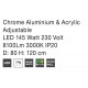 Not Dimmable Chrome Aluminium & Acrylic LED 129 Watt 230 Volt 6831Lm 3000K IP20 D: 80 H: 120 cm Adjustable Height & Rotating -