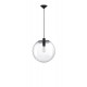 Clear Glass & Black Metal Black Fabric Wire LED E27 1x12 Watt 230 Volt IP20 Bulb Excluded D: 30 H1: 27 H2: 185 cm Adjustable He