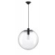 Clear Glass & Black Metal Black Fabric Wire LED E27 1x12 Watt 230 Volt IP20 Bulb Excluded D: 40 H1: 40 H2: 195 cm Adjustable He