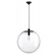 Clear Glass & Black Metal Black Fabric Wire LED E27 1x12 Watt 230 Volt IP20 Bulb Excluded D: 50 H1: 50 H2: 205 cm Adjustable He