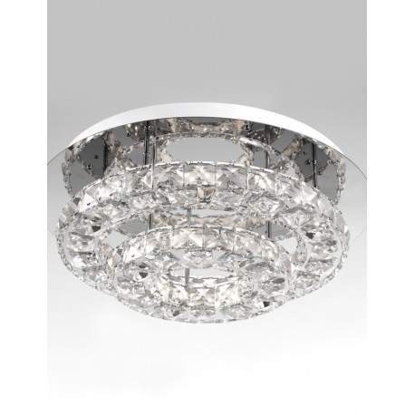 Chrome & White Aluminium K9 Crystal LED 28 Watt 230 Volt 1560Lm 3000K IP20 D: 40 H: 14 cm - PNL83399203 - NOVALUCE