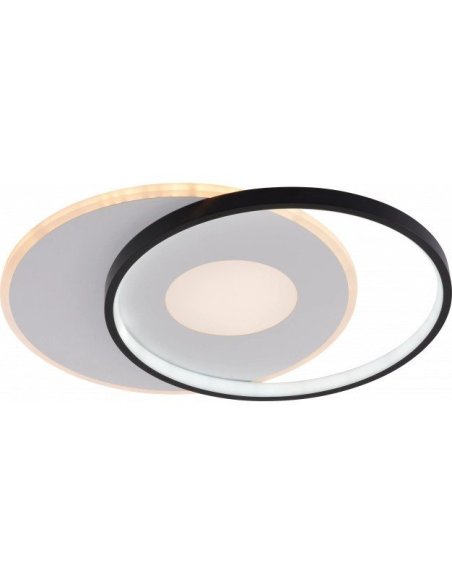 Plafonnier LED 2 Ronds Noir + Blanc 54W 4120lm CCT Dimmable + Télécommande - P19011 - OPTONICA