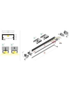 Profile LED Fin12 Alu Anodisé Blanc Noir 2