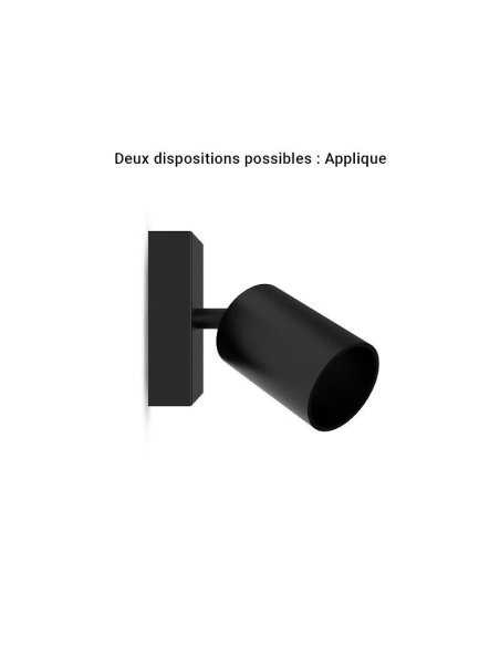 Applique orientable noire GU10 x1