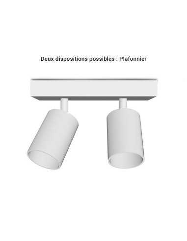 Applique orientable 2 spots blanche GU10 x2
