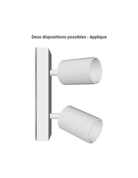 Applique orientable 2 spots blanche GU10 x2
